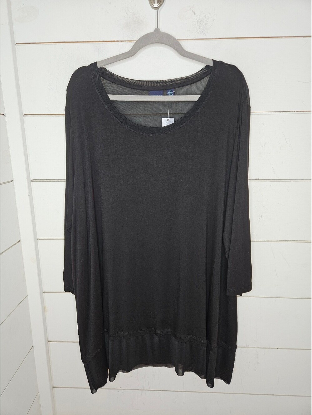NWT Westbound 3X black tunic with mesh detail at neckline/upper back & base hem